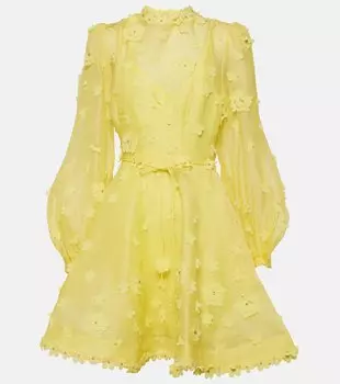 Мини-платье matchmaker из органзы с цветочным принтом Zimmermann, желтый