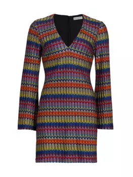 Мини-платье Maya с расклешенными рукавами и зигзагом Ramy Brook, цвет multi combo chevron rib