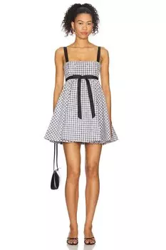 Мини-платье Micah Majorelle, black & white gingham