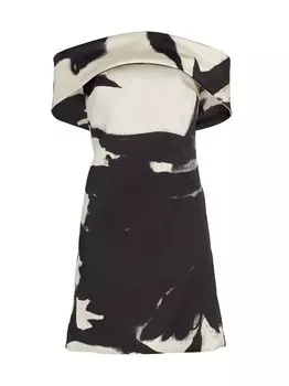 Мини-платье Mikado Shadow с бантом на спине Amsale, черный