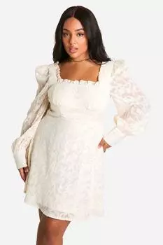 Мини-платье Milkmaid с фактурным корсетом и плюсом boohoo, белый