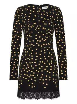Мини-платье Millie в горошек с кружевной отделкой Rebecca Vallance, черный