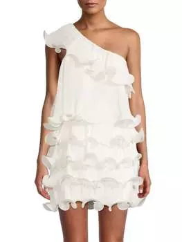 Мини-платье Milly с оборками на одно плечо и ярусами blakely, розовый