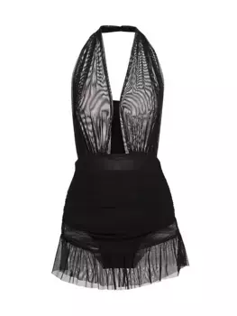 Мини-платье Mio Mesh с бретелькой на бретельках Norma Kamali, черный