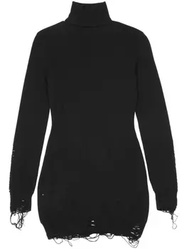 Мини-платье MM6 Maison Margiela с рваными деталями, черный