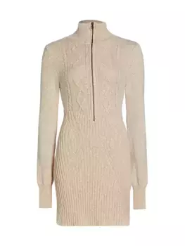 Мини-платье Mont Blanc из хлопка в рубчик и косой вязки Free People, цвет tan