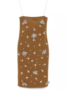 Мини-платье N21, украшенное кристаллами, коричневый