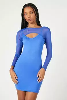 Мини-платье на бретельках и комплект из сетчатых бретелей Forever 21, синий