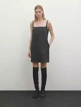 Мини-Платье на бретельках Massimo Dutti, серый