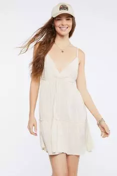 Мини-платье на бретельках с глубоким вырезом Forever 21, песочный