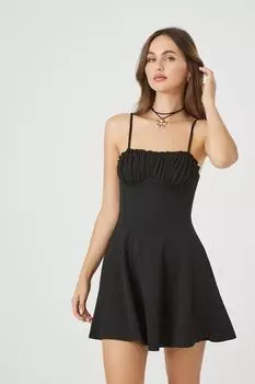 Мини-платье на бретельках с оборками Forever 21, черный