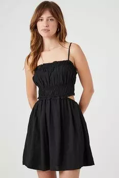 Мини-платье на бретельках с присборенными вырезами Forever 21, черный