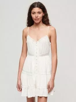 Мини-платье на бретелях с кружевной отделкой alana Superdry, белый