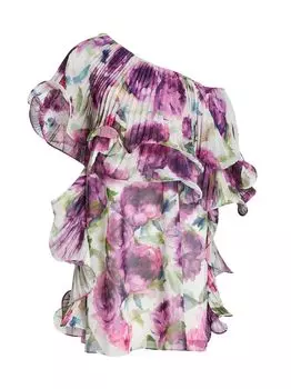 Мини-платье на одно плечо Badgley Mischka, белый