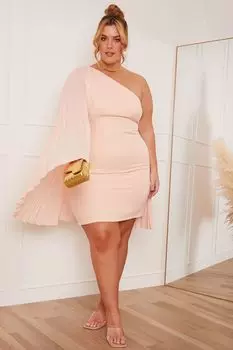Мини-платье на одно плечо больших размеров Chi Chi London, розовый