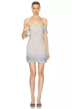 Мини-платье на одно плечо Jade Cropper, цвет Wilted Flowers Blue & Beige