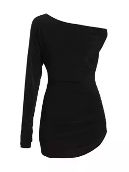 Мини-платье на одно плечо с драпировкой Norma Kamali, черный