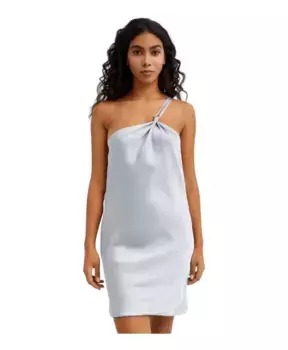 Мини-Платье на одно плечо с эффектом металлик Norma Kamali, серый