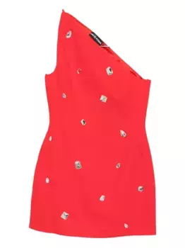 Мини-платье на одно плечо, украшенное кристаллами David Koma, красный