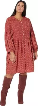 МИНИ-ПЛАТЬЕ на пуговицах Plus Challis в цвете Tiny Daisy Madewell, цвет Ground Madder