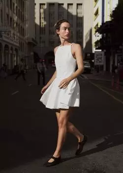 Мини-платье на пуговицах ZARA, белый