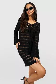 Мини-платье на шнуровке крючком Boohoo, черный