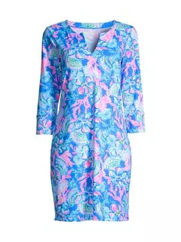 Мини-платье Nadine UPF 50+ с цветочным принтом Lilly Pulitzer, синий