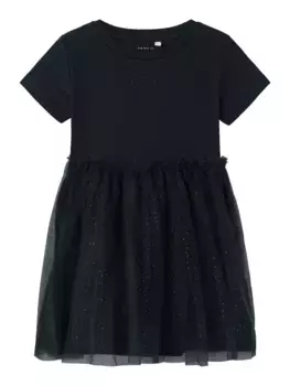 Мини-платье Name It "NMFHARANA SS ТЮЛЕВОЕ ПЛАТЬЕ ", цвет Dark Sapphire