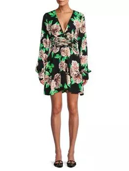 Мини-платье Nami с корсетом и завязками Afrm, цвет Black Multicolor