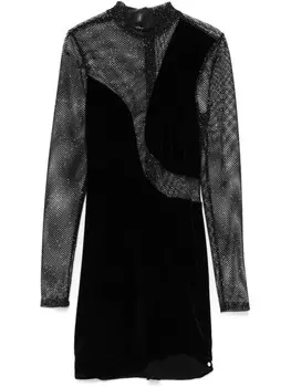 Мини-платье NISSA из бархата с блестками, черный