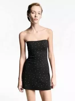 Мини-платье nix со стразами Mango, серый