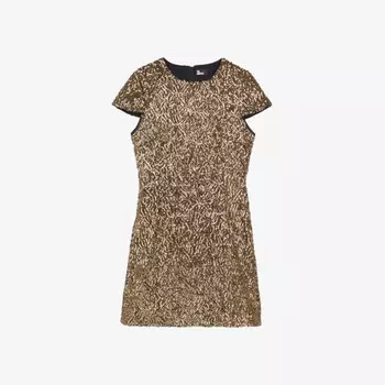 Мини-Платье облегающего кроя из ткани, украшенное пайетками The Kooples, золото