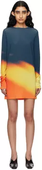 Мини-платье оранжево-синего цвета с легкой утечкой ISSEY MIYAKE