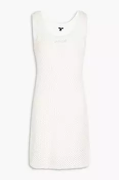 Мини-платье открытой вязки из хлопка и модала MONROW, слоновая кость