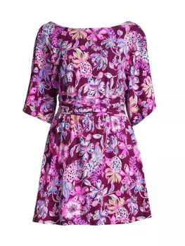 Мини-платье Parigi с вырезом лодочкой и цветочным принтом Lilly Pulitzer, мультиколор