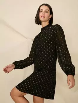 Мини-платье Petite из фольги с круглым вырезом Ro&Zo, черный