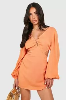 Мини-платье Petite с глубоким вырезом на спине и перекрестием на спине boohoo, оранжевый