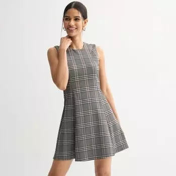 Мини-платье Petite с расклешенным лифом Nine West, цвет tan blue glen plaid