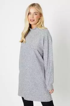 Мини-платье Petite Soft Touch с высоким воротником и воротником-стойкой Dorothy Perkins, серый