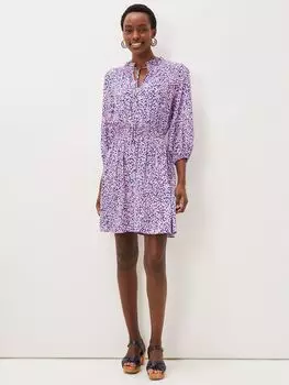 Мини-платье Phase Eight Phillipa с объемными рукавами и рюшами, Розовый/Мульти