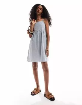 Мини-платье Pieces со сборками и струящимся лифом в синюю полоску