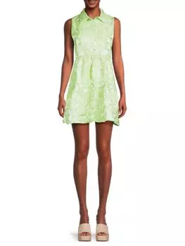 Мини-платье Pierre с вышивкой Amanda Uprichard, зеленый