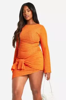 Мини-платье Plus с фактурной драпировкой boohoo, оранжевый