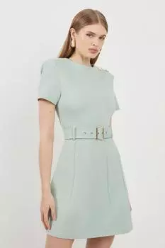 Мини-платье Ponte с поясом Karen Millen, зеленый