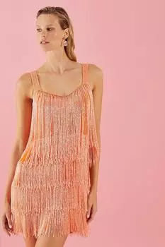 Мини-платье премиум-класса с декором и бахромой Coast, оранжевый