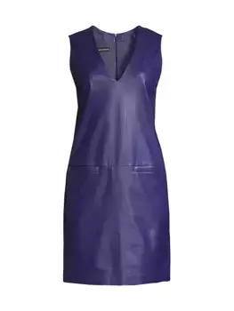 Мини-платье прямого кроя из кожи Напа Emporio Armani, цвет violette