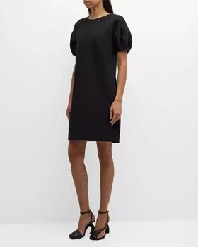 Мини-платье прямого кроя Ursola с пышными рукавами и кристаллами Max Mara, цвет Black