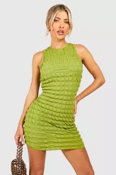 Мини-платье racer bubble с тектурой Boohoo, оливковый