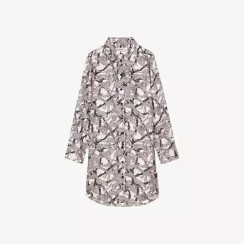 Мини-Платье Rais из шелкового твила с леопардовым принтом и цепочным узором Zadig&Voltaire, экрю