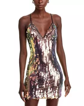 Мини-платье Ramy Brook с изумрудной отделкой, золотой